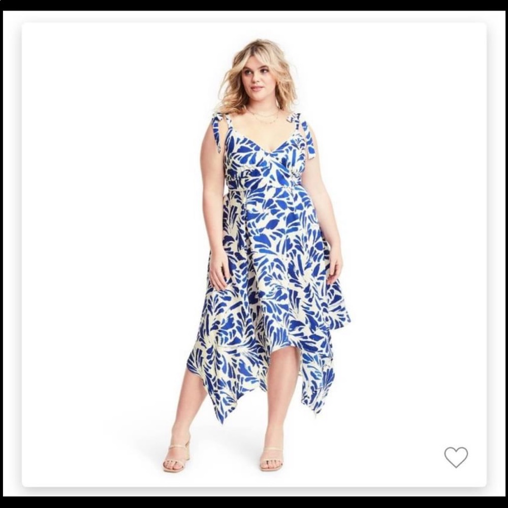 Botanical Tie Strap Asymmetrical Hem Dress